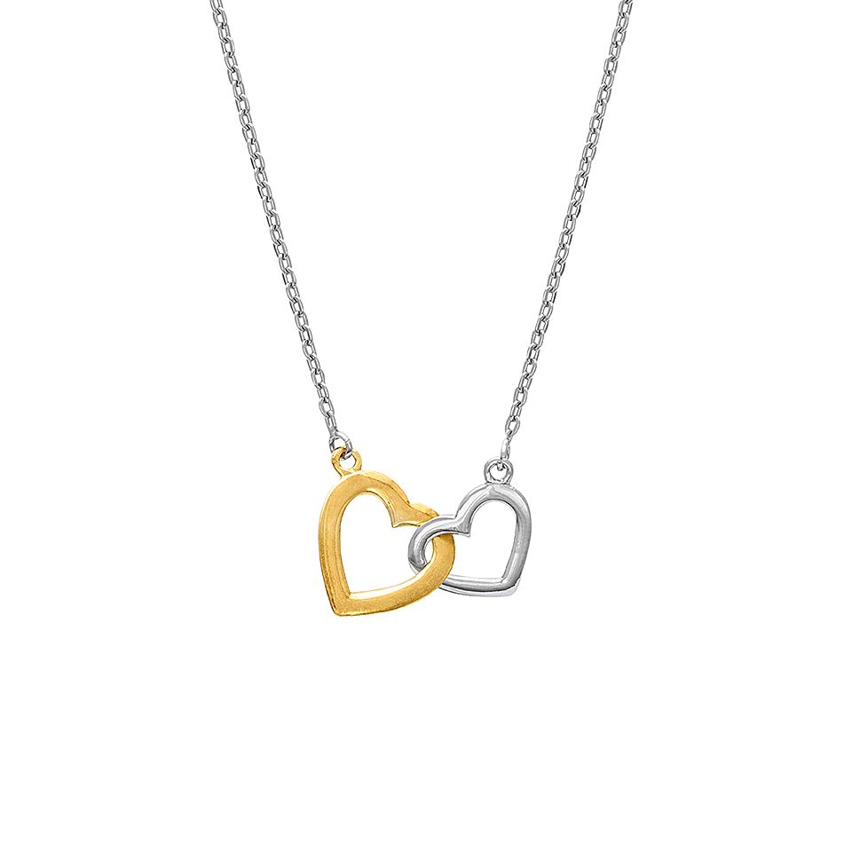 Halsband i &auml;kta silver med tv&aring; hj&auml;rtan