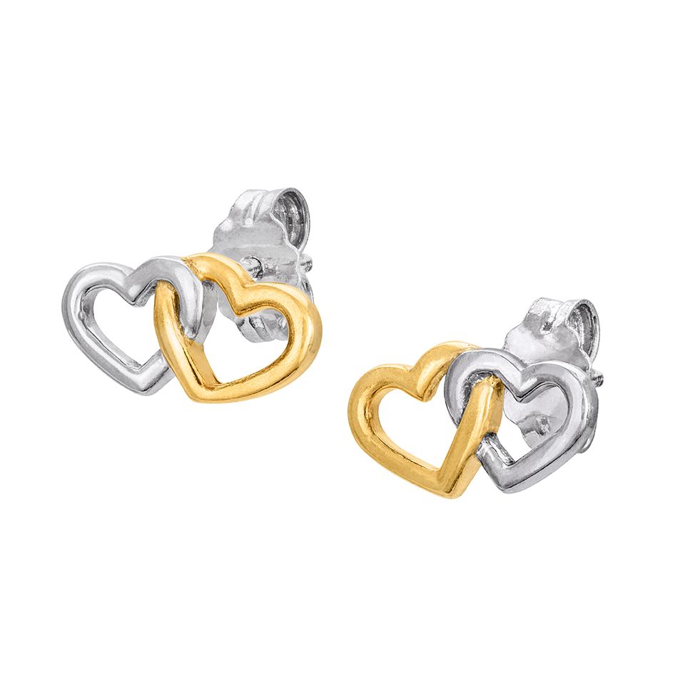 Örhängen i äkta silver med två hjärtan