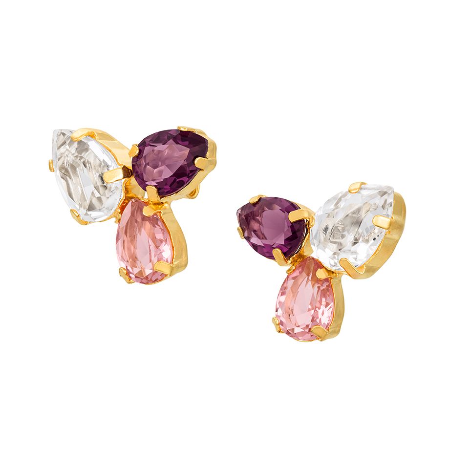 Örhängen i äkta silver med färgad kristall