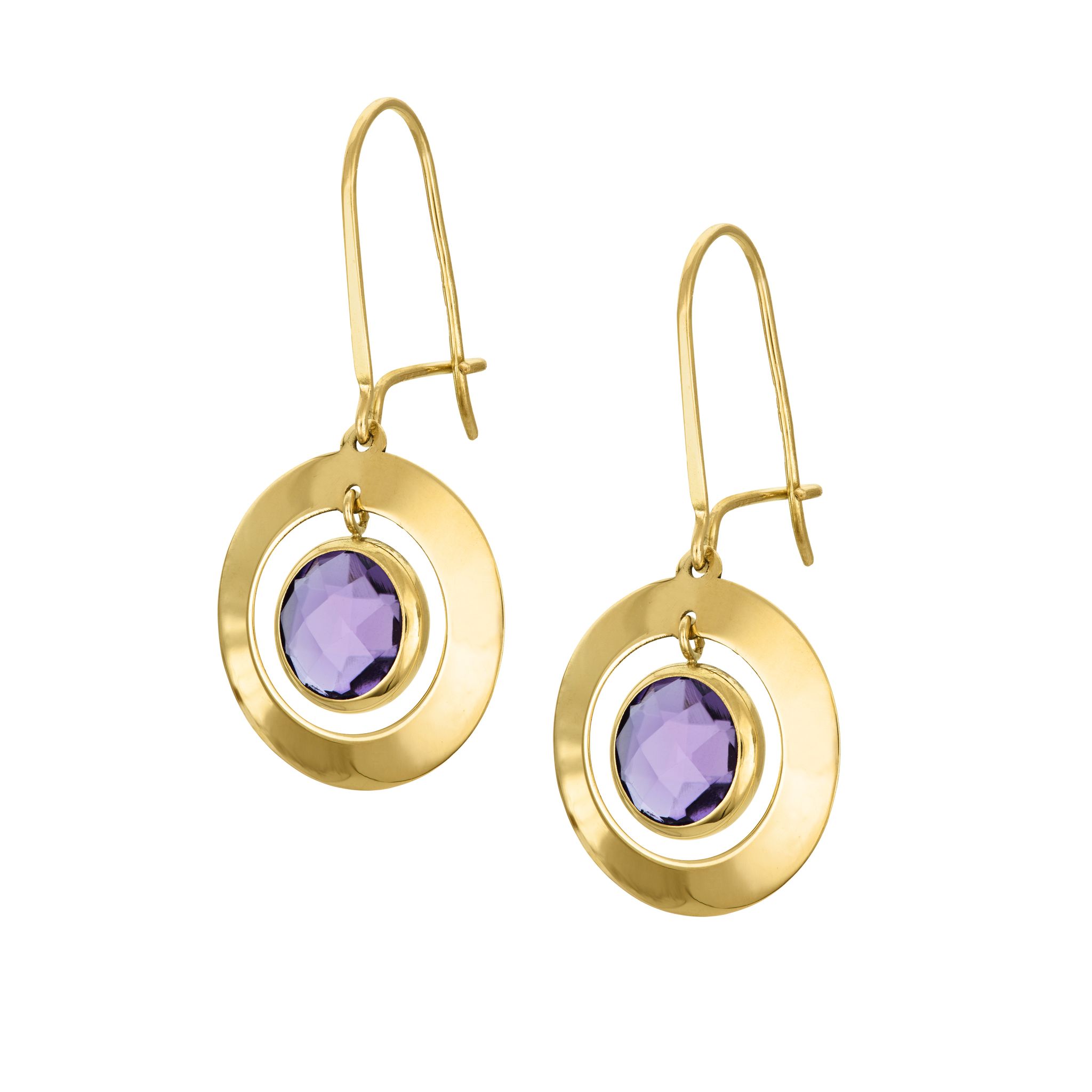 Örhängen i 18k guld med ametister - Guldfynd