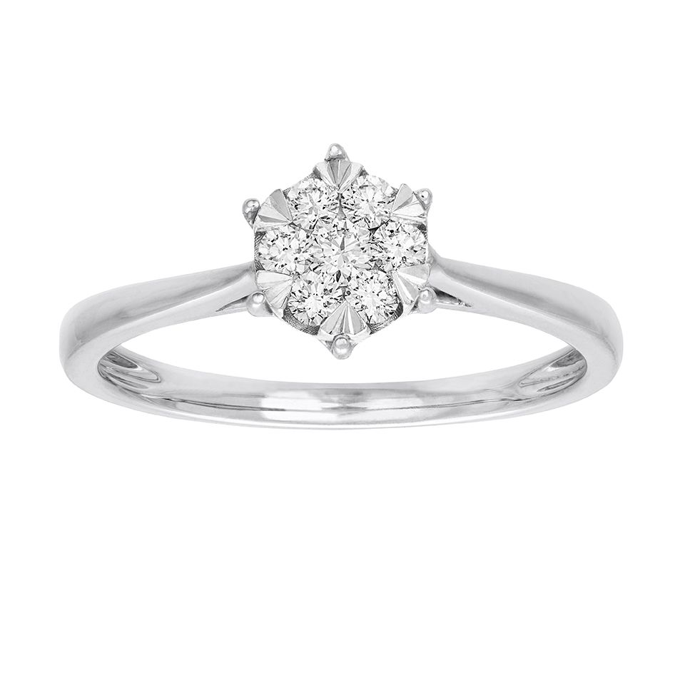 Diamantring i 18K guld med flera diamanter, 17.5