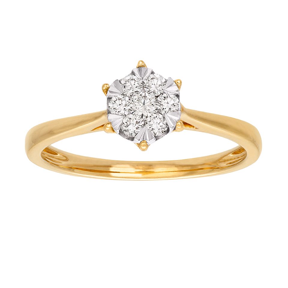 Diamantring i 18K guld med flera diamanter, 17.0