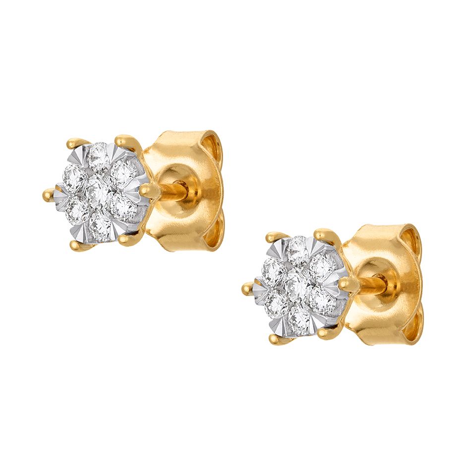 Diamantörhängen i 18K guld med flera diamanter