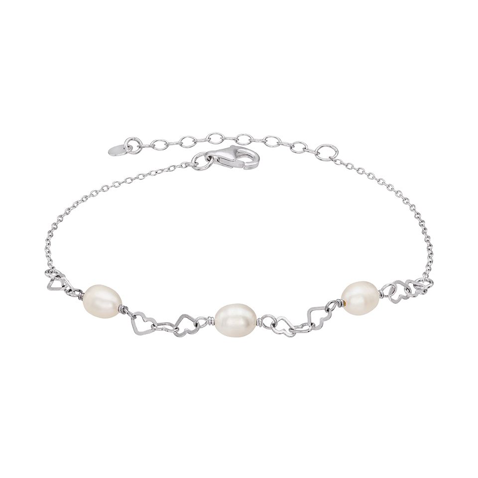 Armband med hj&auml;rtan och s&ouml;tvattensp&auml;rlor