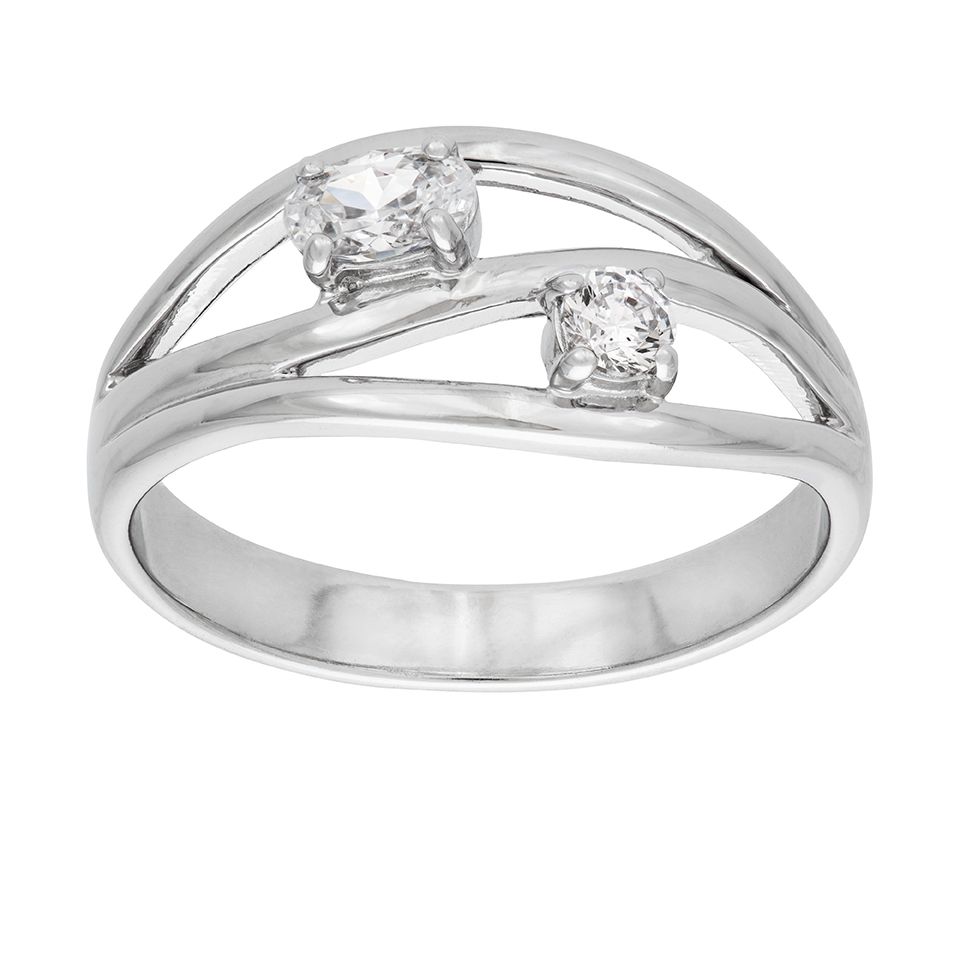 Ring med två Kubisk zirkonia, 16.0