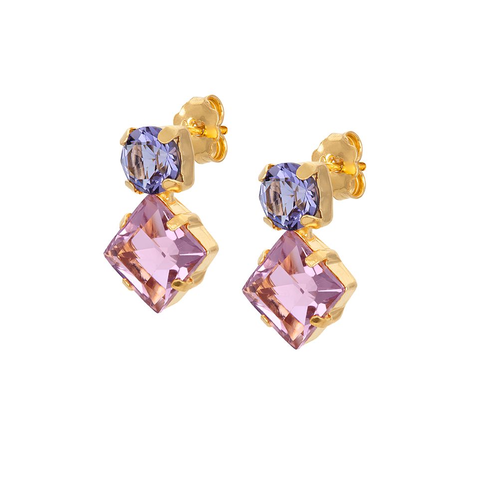 Örhängen i äkta silver lila kristall