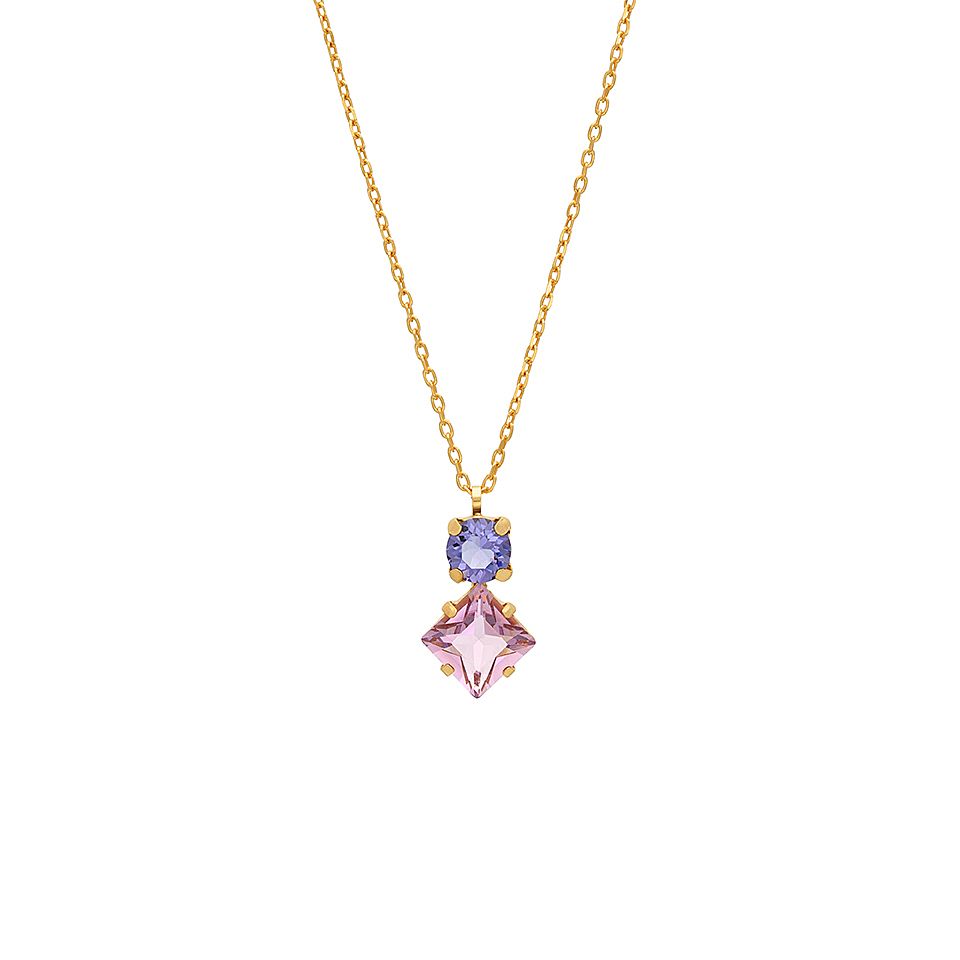 Halsband i äkta silver lila kristall