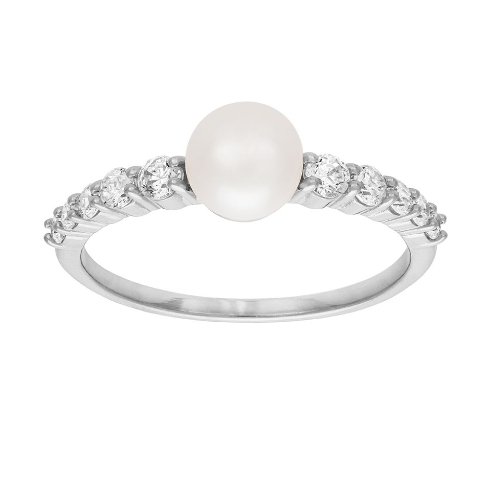 Ring i äkta silver med sötvattenspärla, 20.0