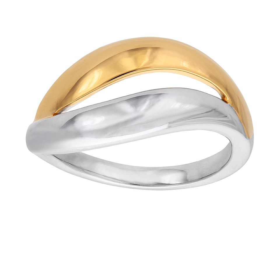 Tvåfärgad ring i äkta silver, 17.0