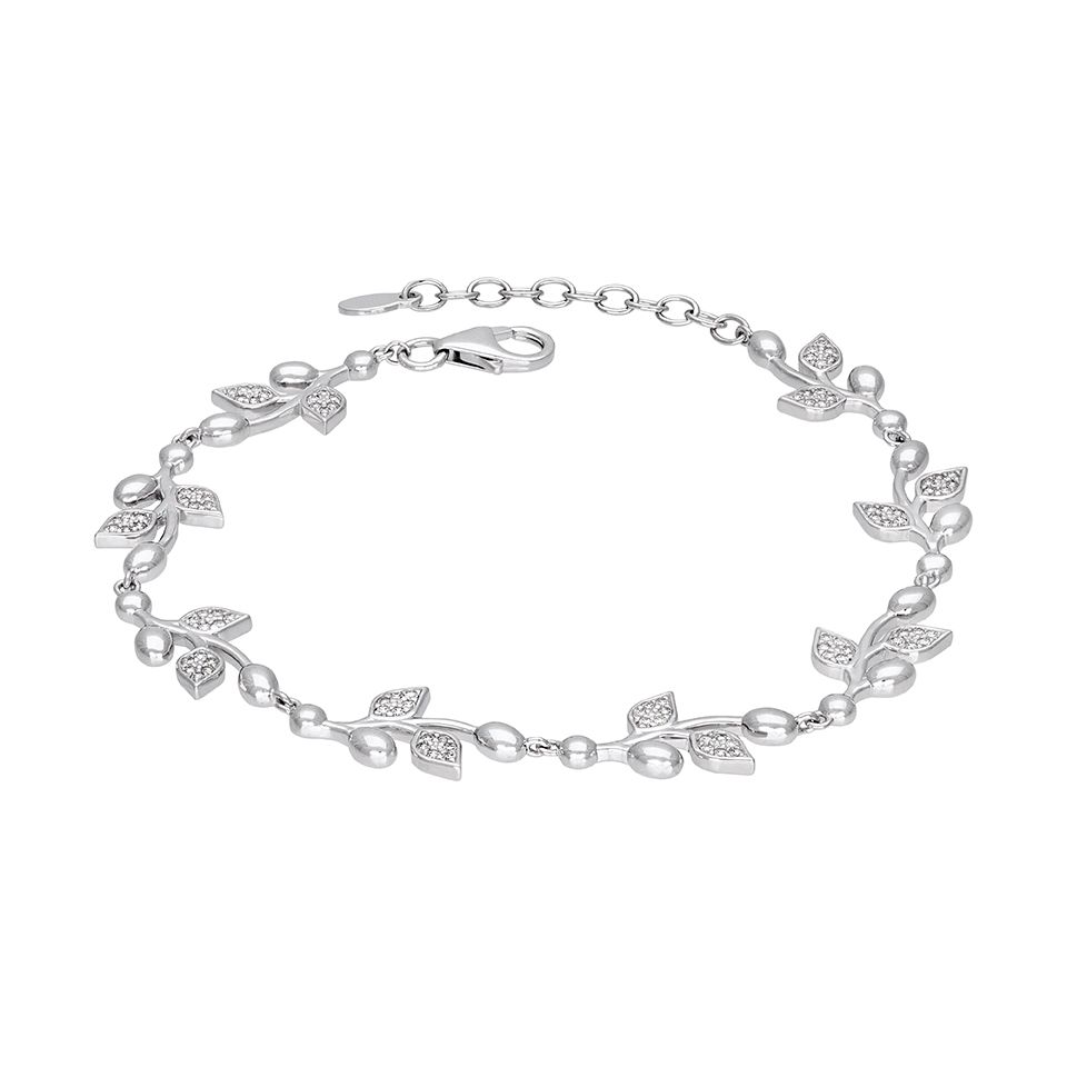 Armband i &auml;kta silver med kubisk zirkonia