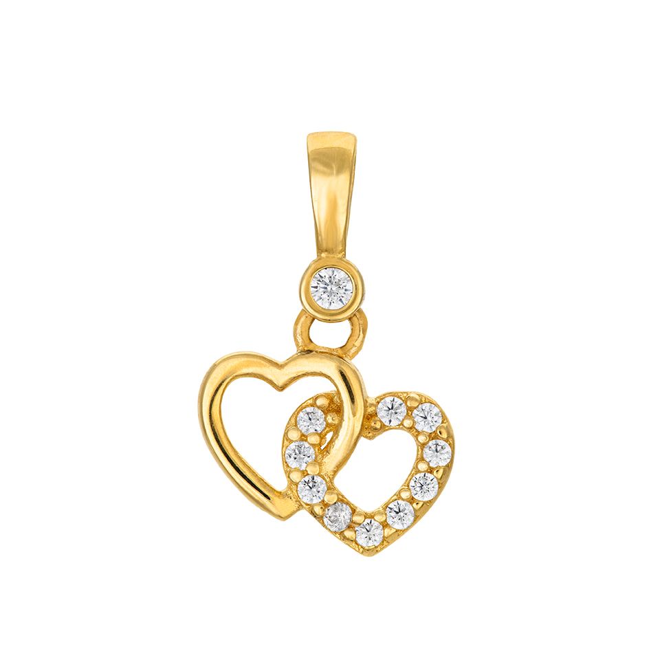 Hängsmycke i 18k guld med dubbelhjärta
