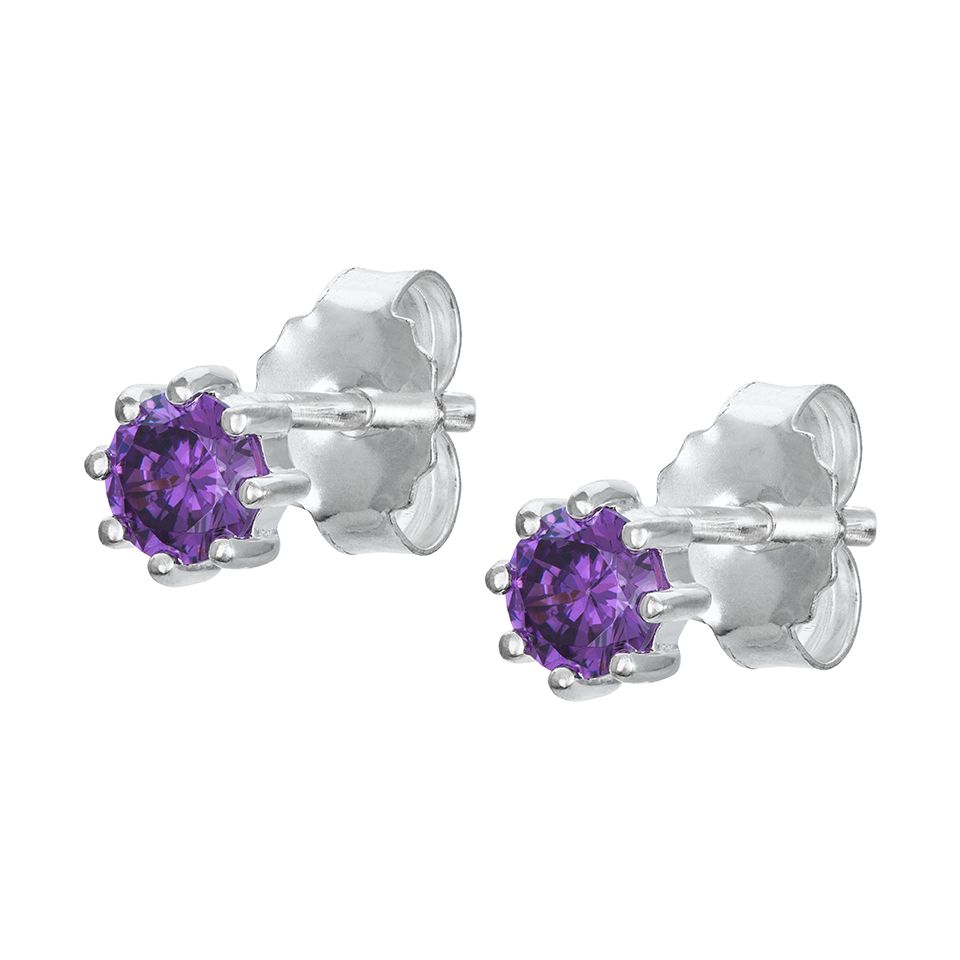 Örhängen i äkta silver med lila kubisk zirkonia