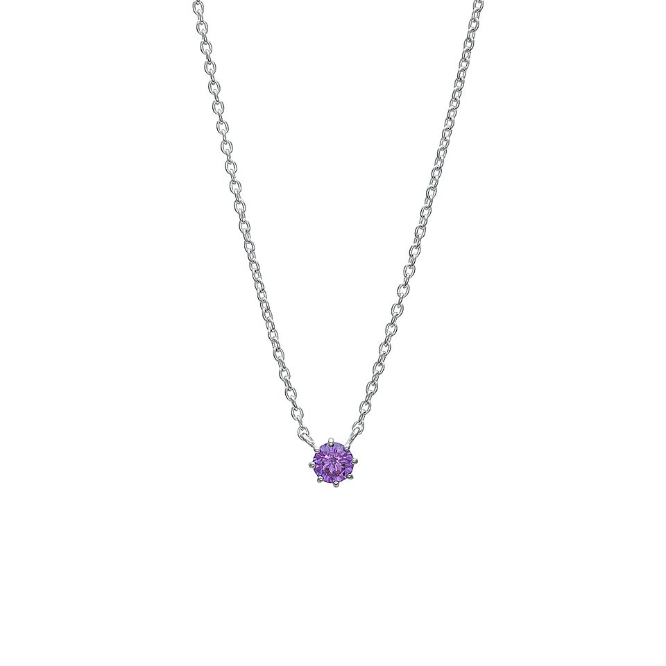 Halsband i äkta silver med lila kubisk zirkonia