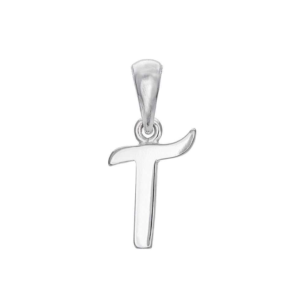 H&auml;ngsmycke i &auml;kta silver med bokstaven T