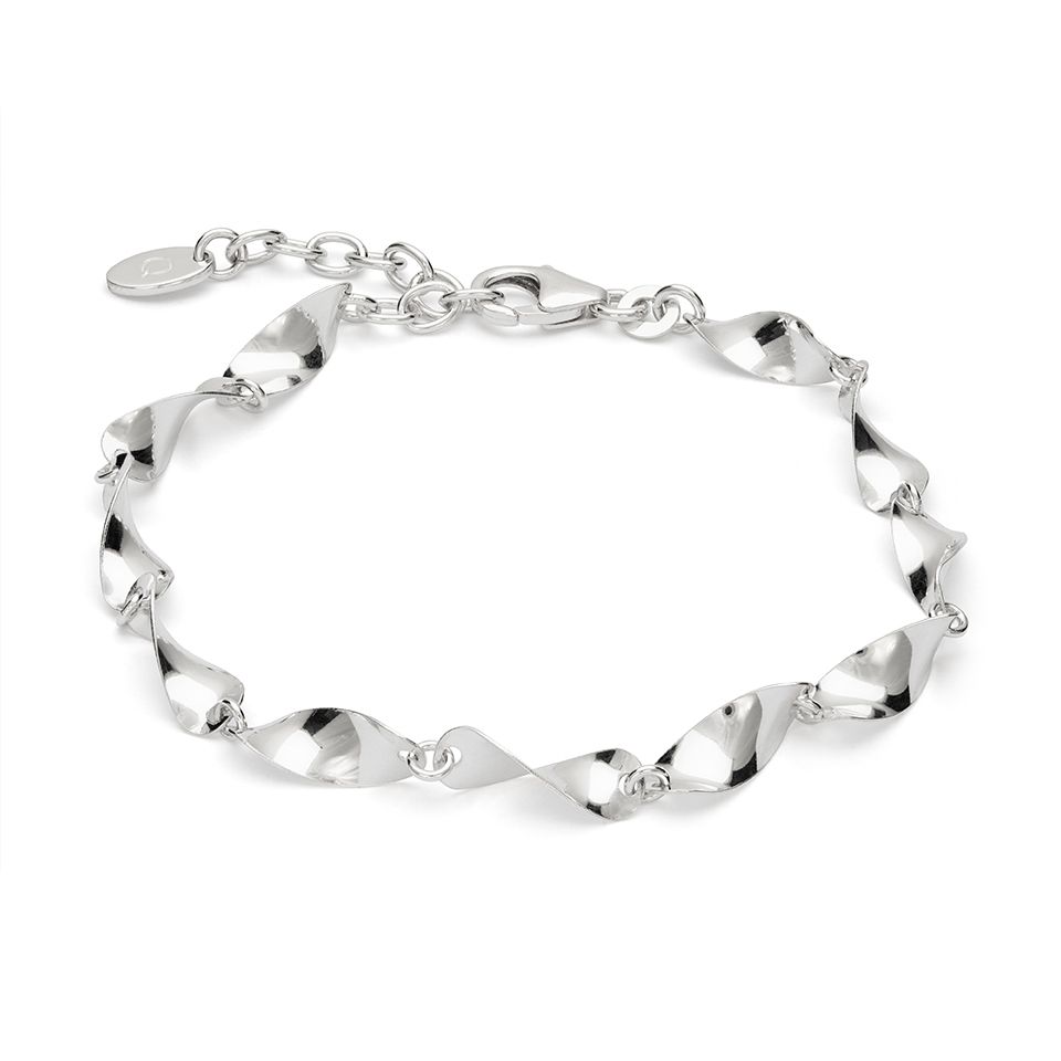 Armband i &auml;kta silver med sv&auml;ngda l&auml;nkar