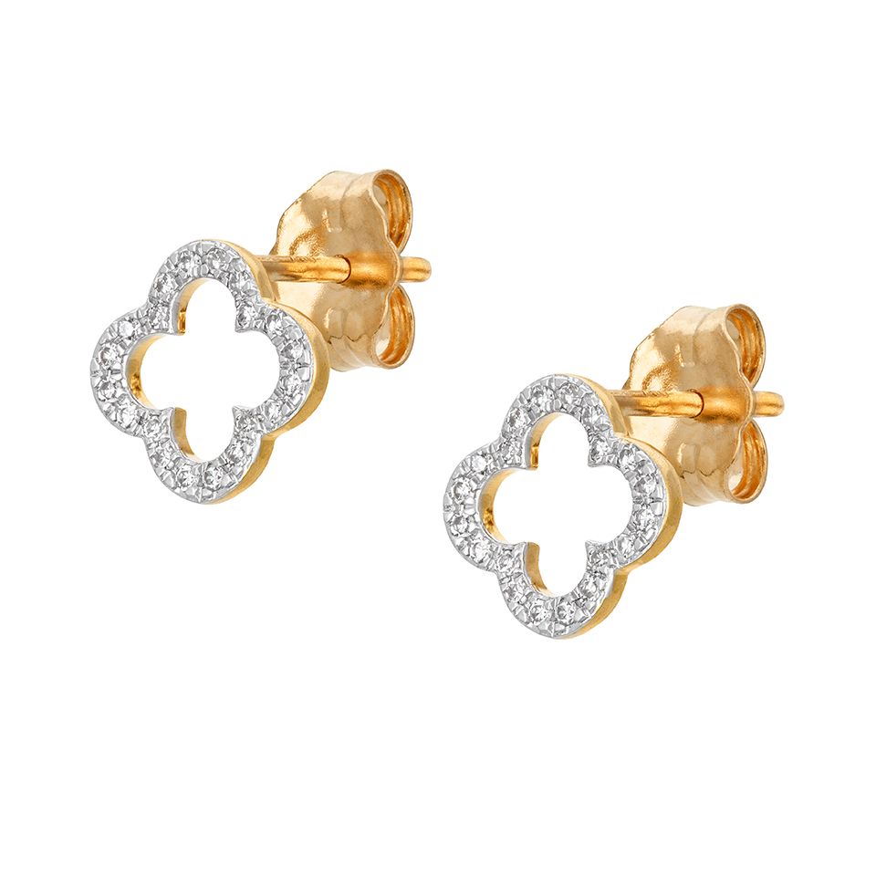 Diamantörhängen i 18K guld - Fyrklöver