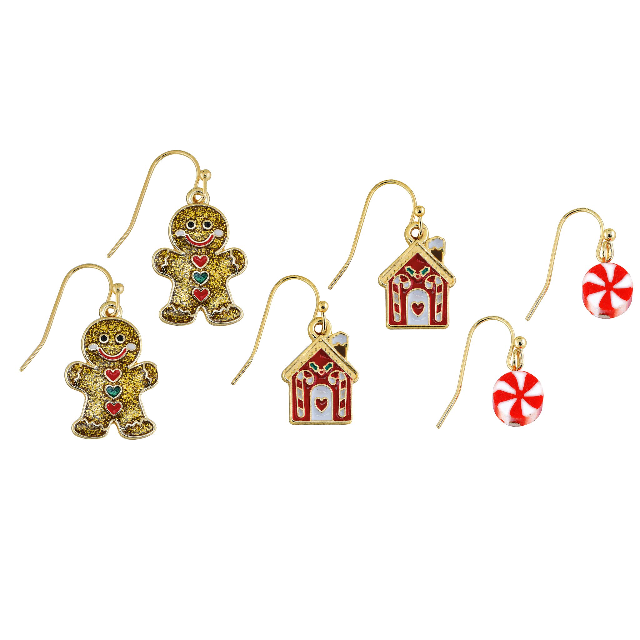 Örhängen Jul i set om tre par