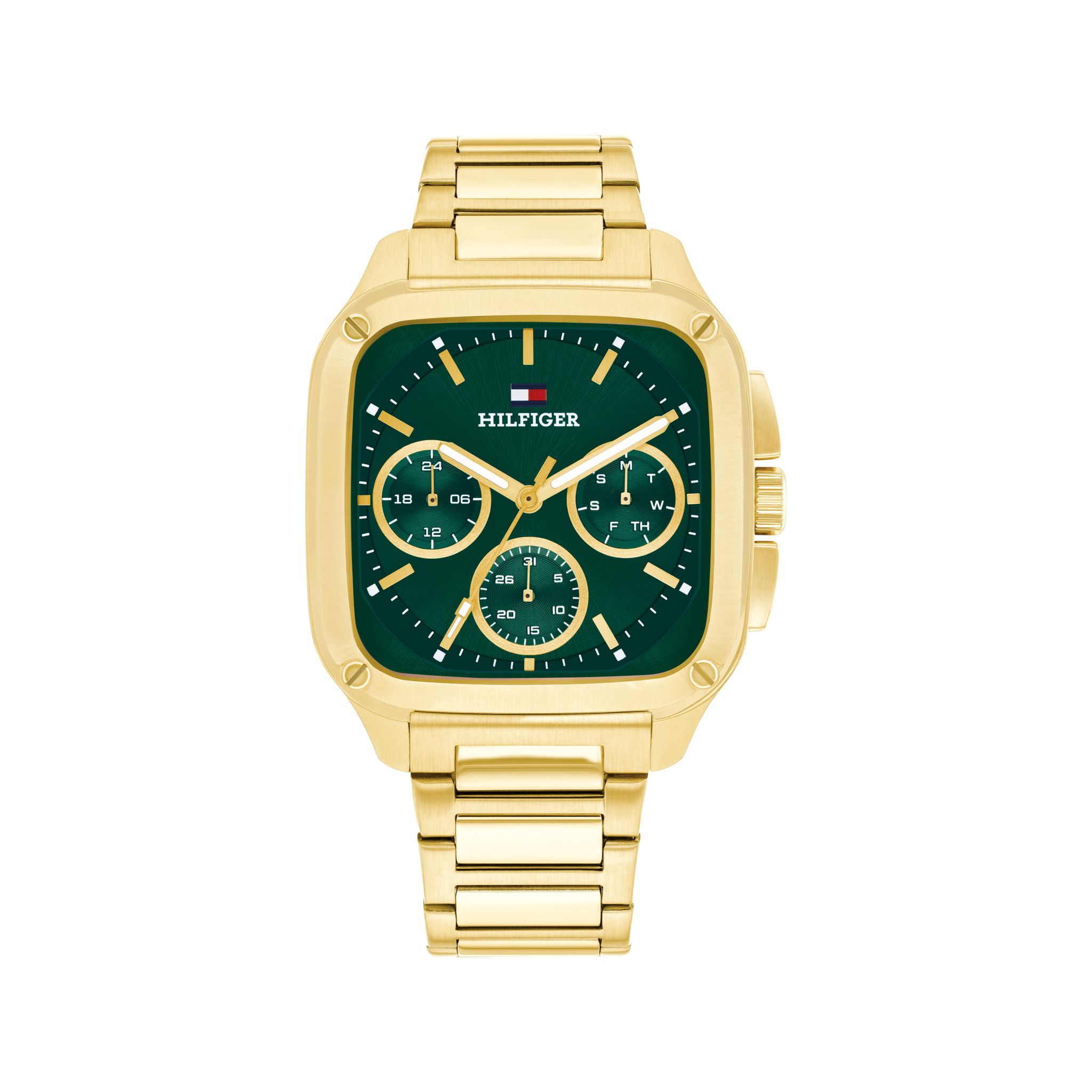 St&aring;lklocka med fyrkantig urtavla