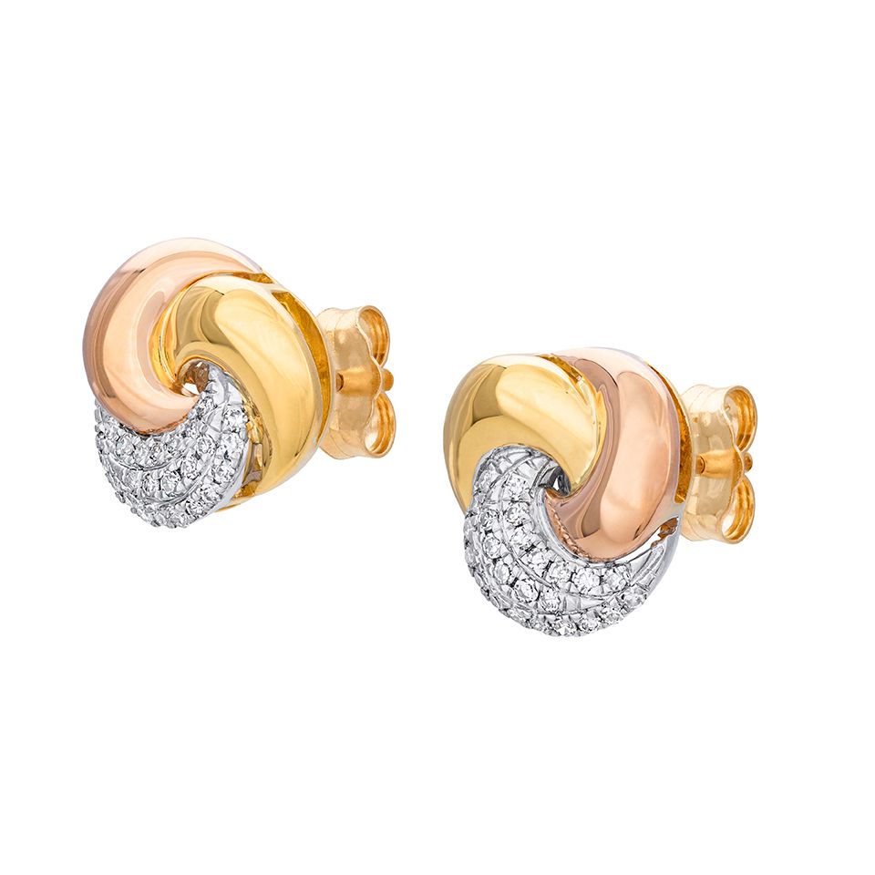 Diamantörhängen i 18K guld - Snurr