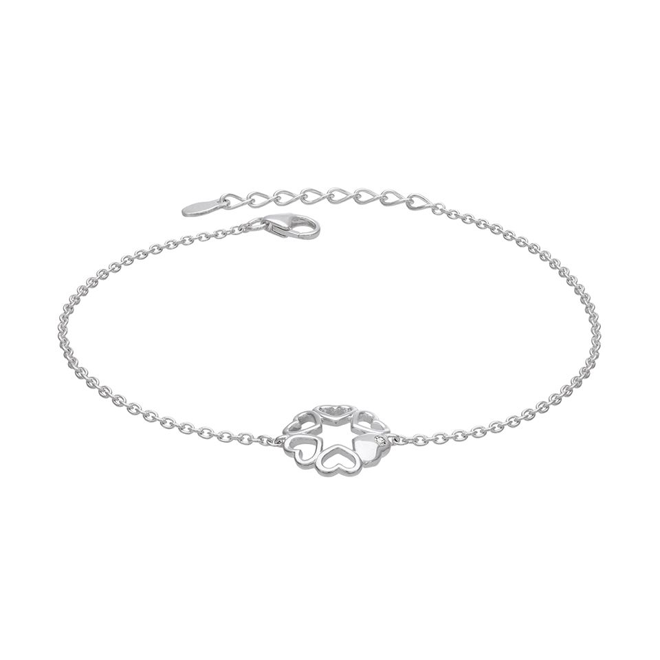 Armband i äkta silver med hjärtan