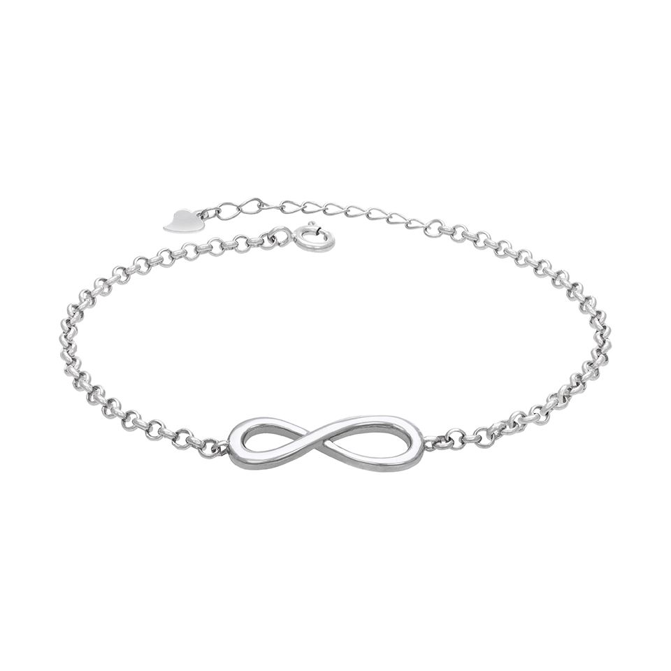 Armband i &auml;kta silver med evighetssymbol