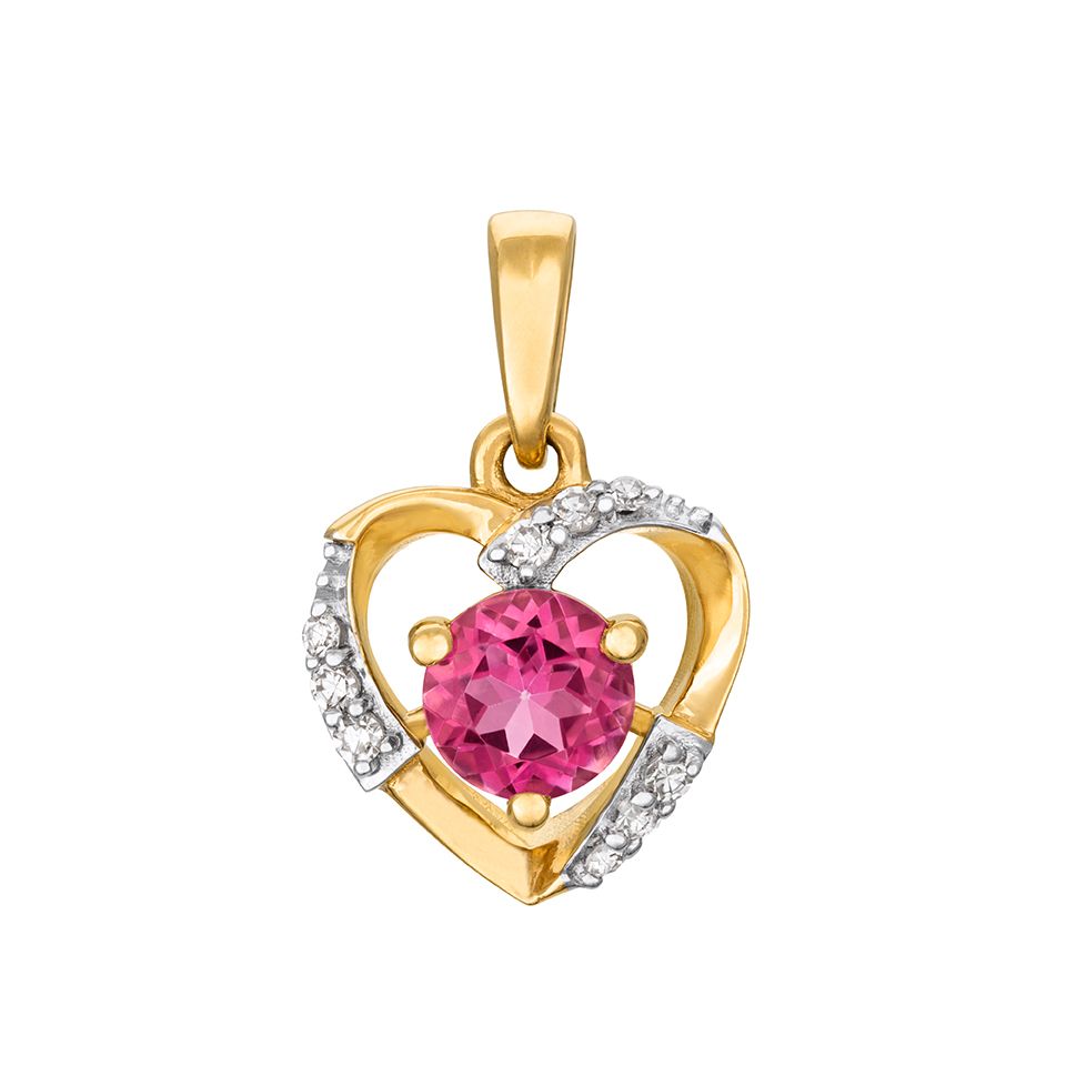 Diamanthänge i 18K guld  med rosa topas