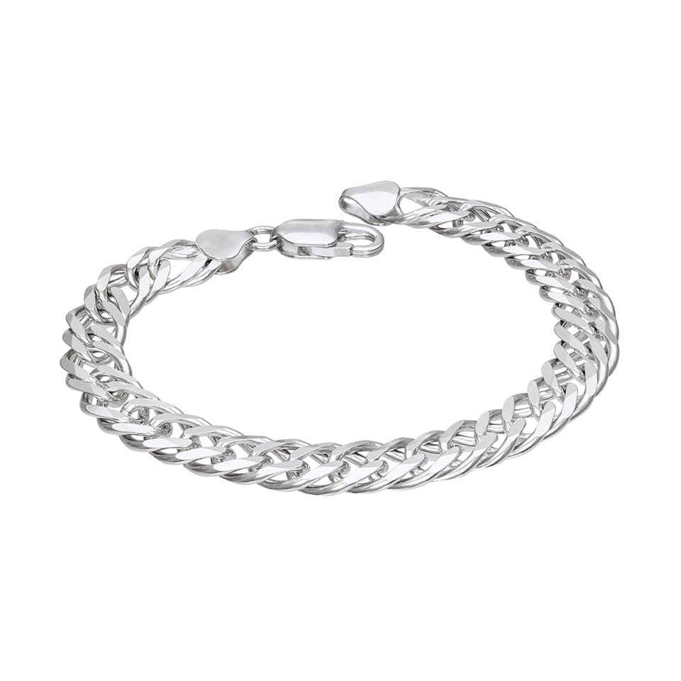 Armband i &auml;kta silver 20cm