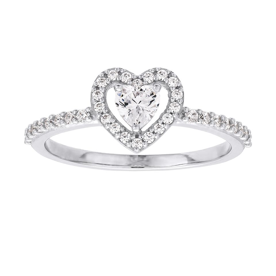 Ring i &auml;kta silver med ett hj&auml;rta, 19.0