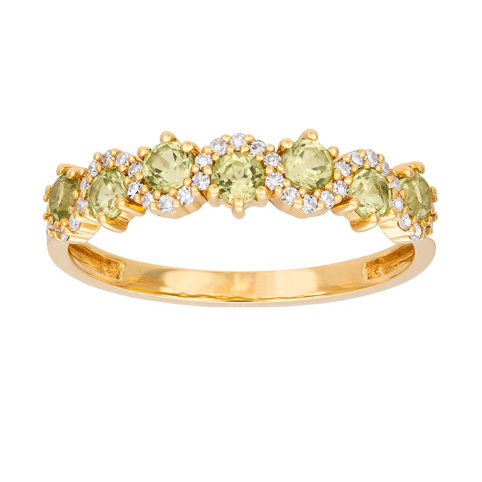 Diamantring i 18K guld med peridoter från Guldfynd
