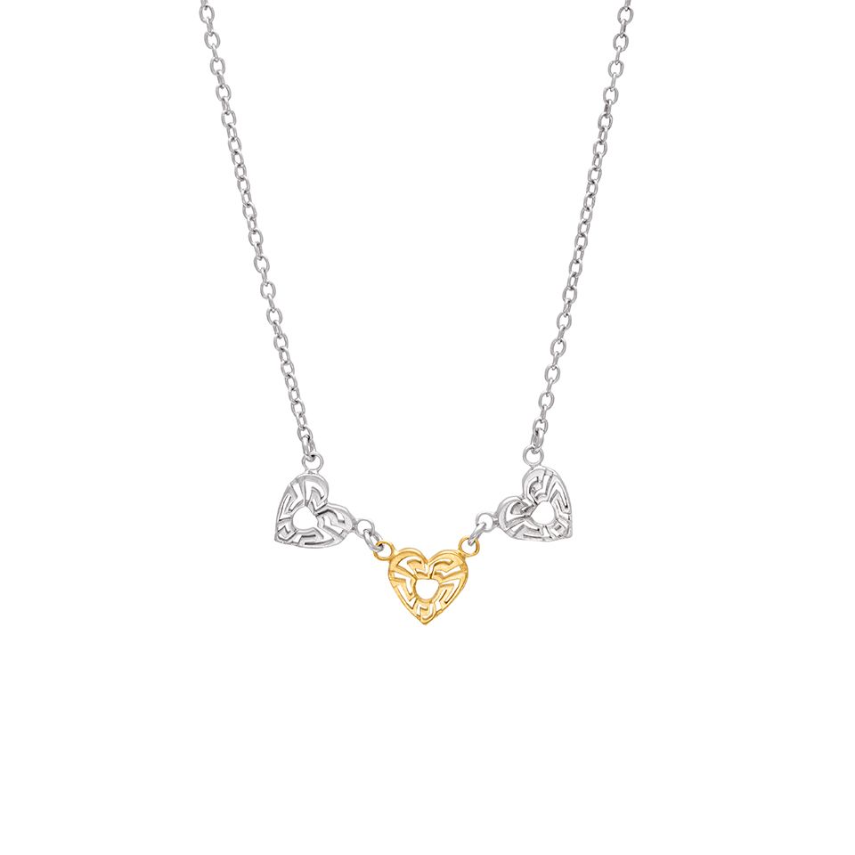 Halsband i äkta silver med tre hjärtan