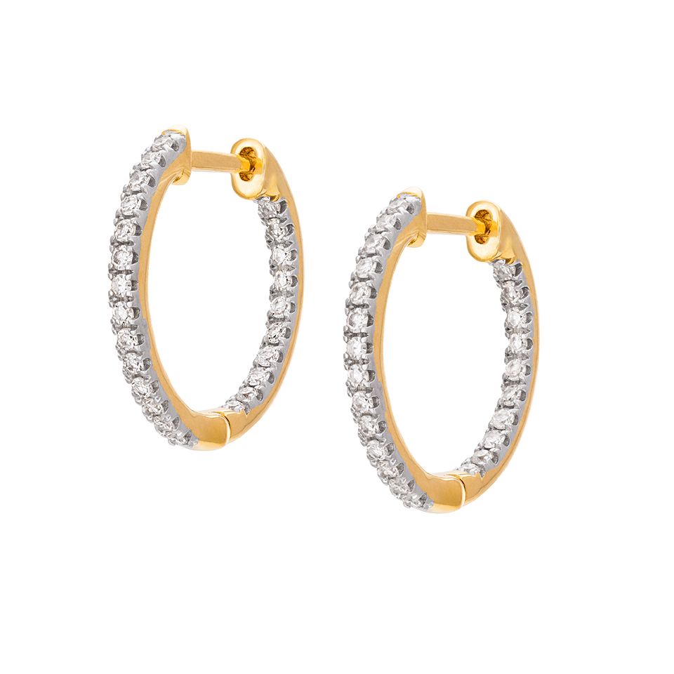 Diamantörhängen i 18K guld - Creoler