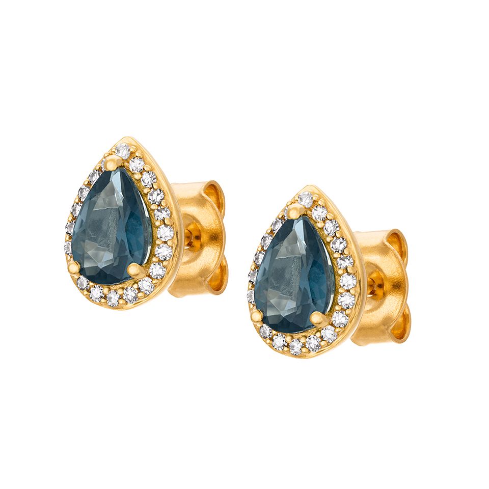 Diamantörhängen i 18K guld med topaser