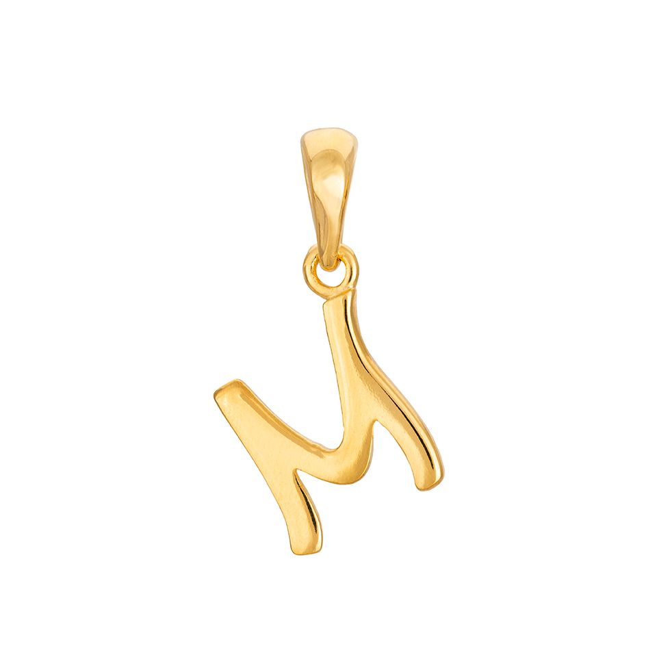 H&auml;ngsmycke i f&ouml;rgyllt &auml;kta silver med bokstaven M