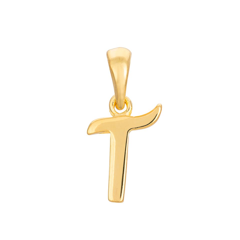 Hängsmycke i förgyllt äkta silver med bokstaven T