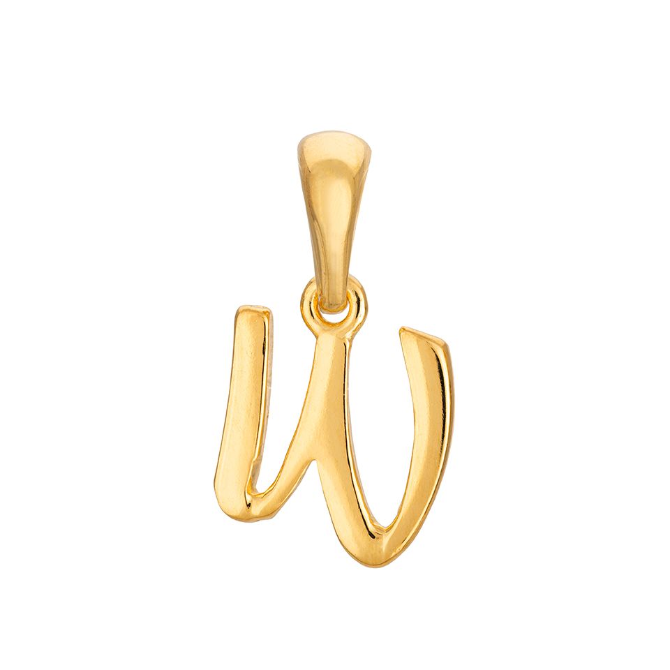 Hängsmycke i förgyllt äkta silver med bokstaven W.