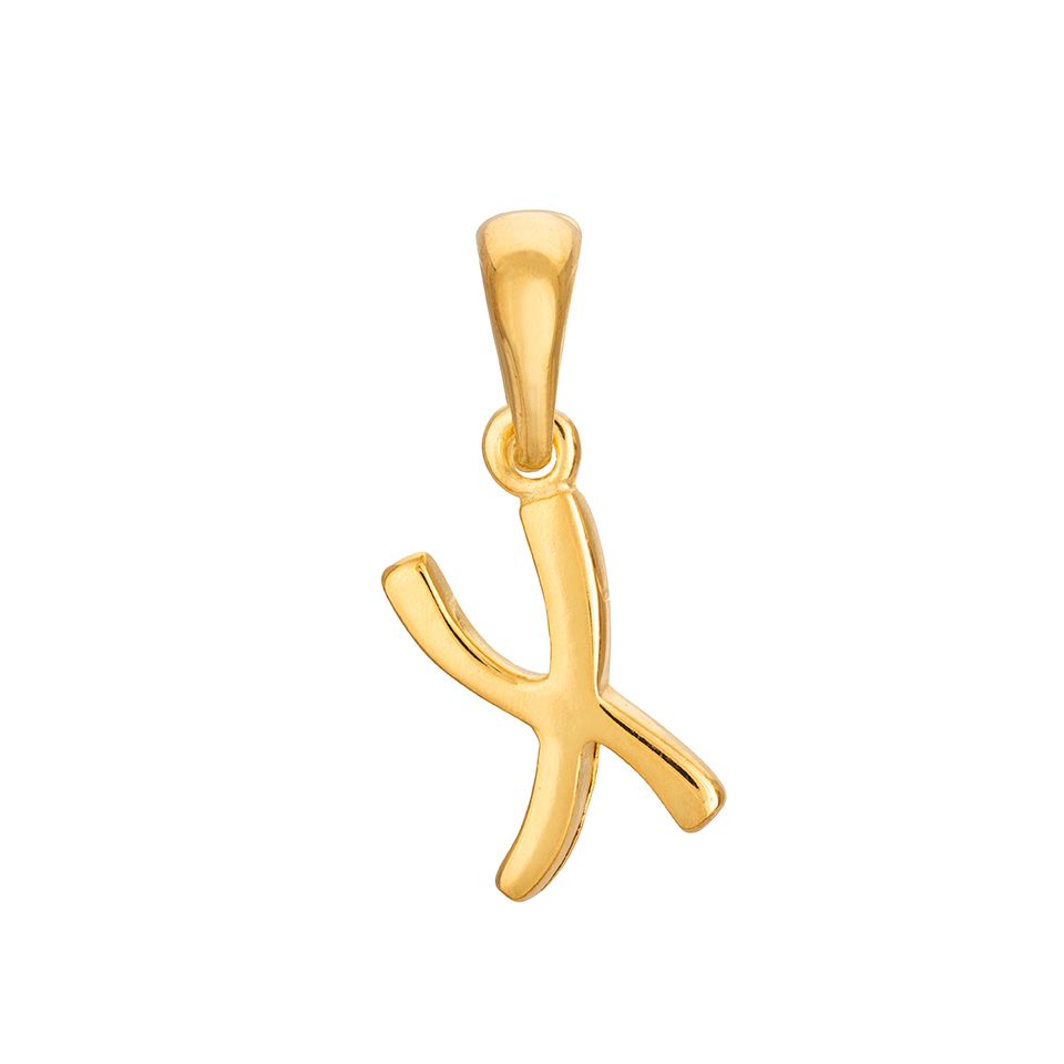 Hängsmycke i förgyllt äkta silver med bokstaven X