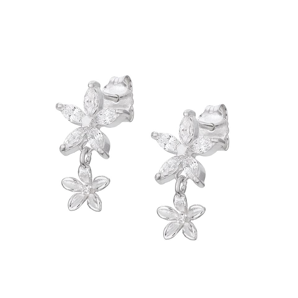 Örhängen i äkta silver med två blommor