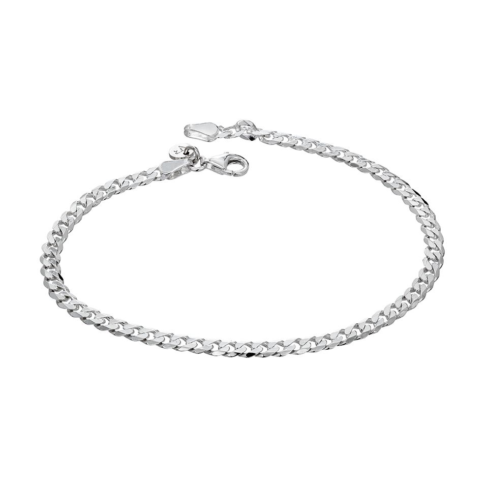 Armband i &auml;kta silver 22cm