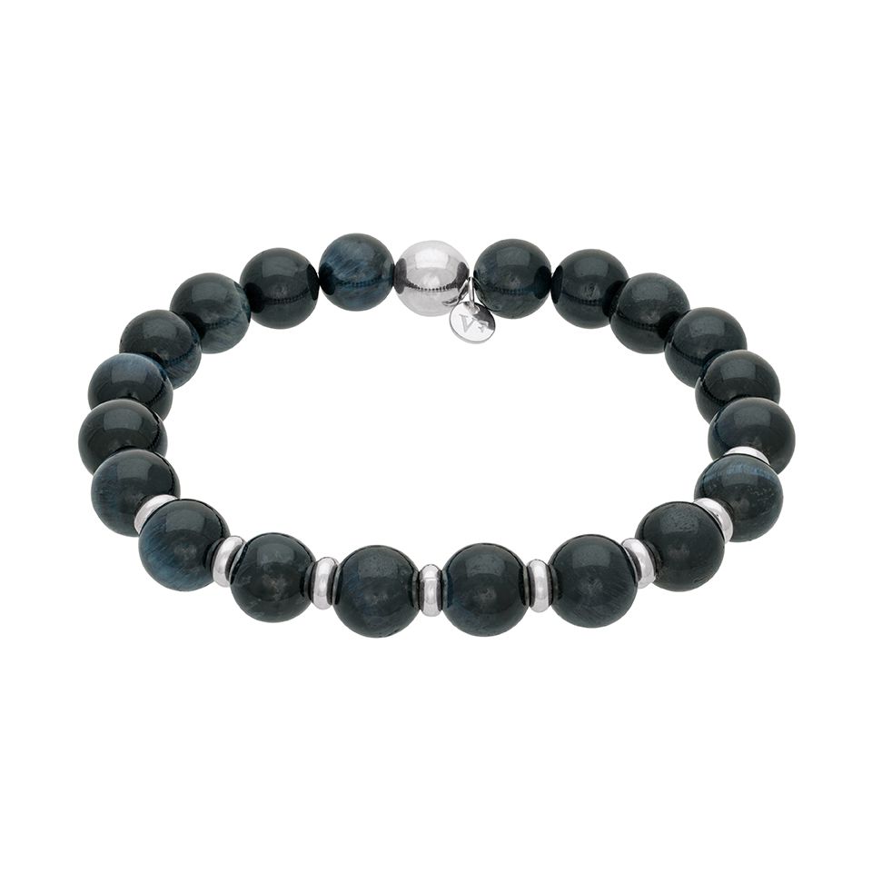 Armband i äkta silver med blå tigeröga 18 cm